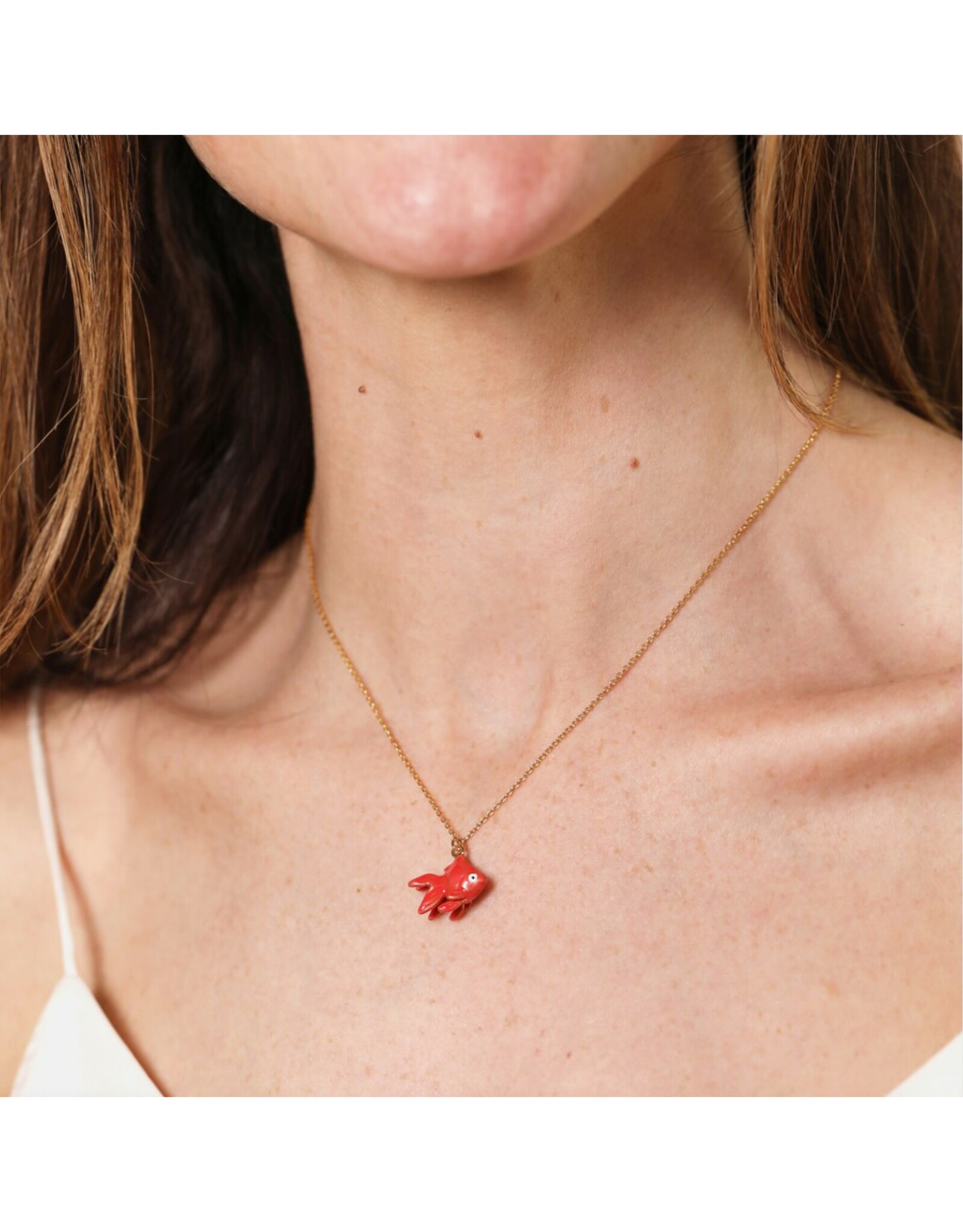 Goldfish Enamel Pendant Necklace