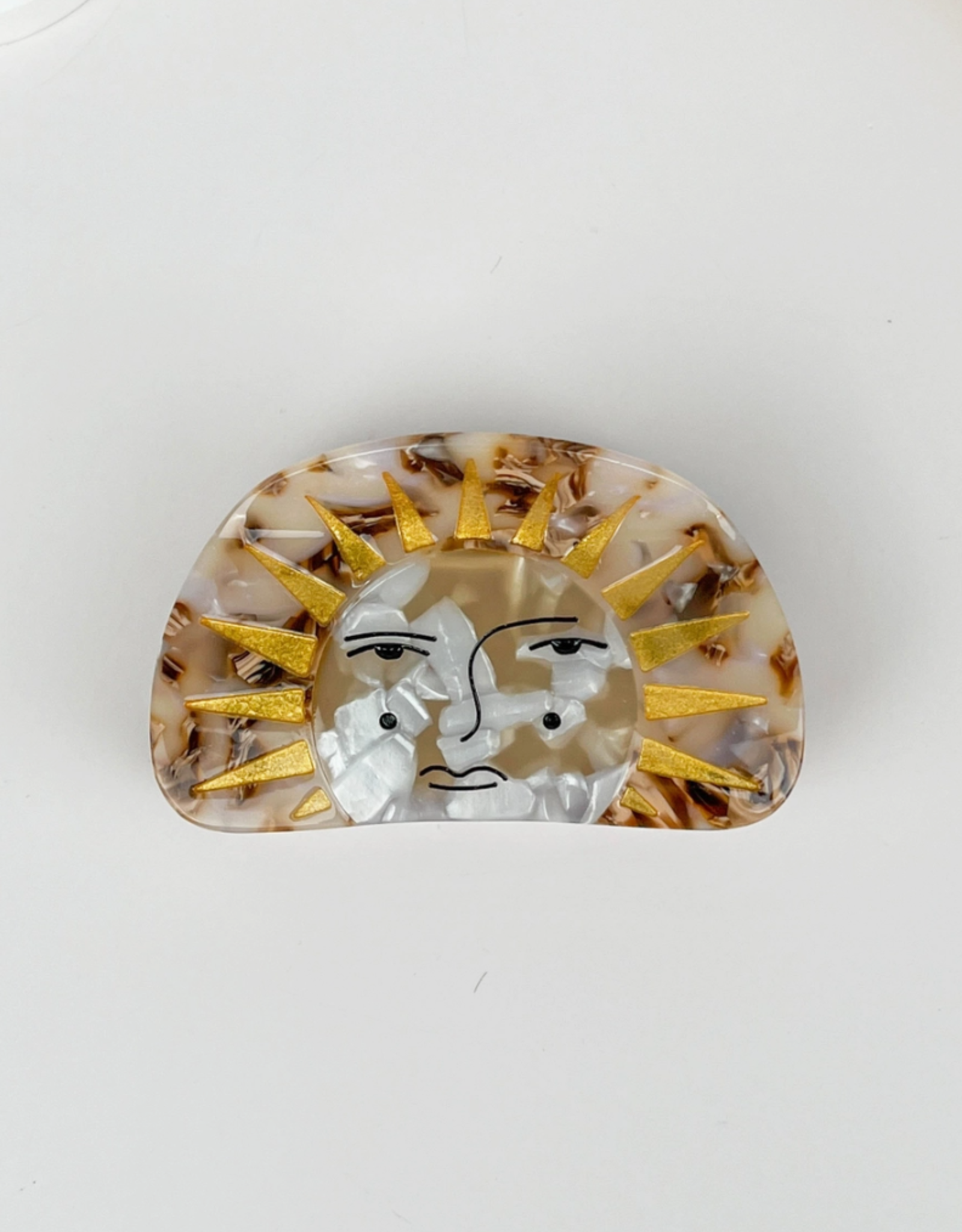 Brown Sun Face Claw Clip