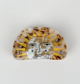Brown Sun Face Claw Clip