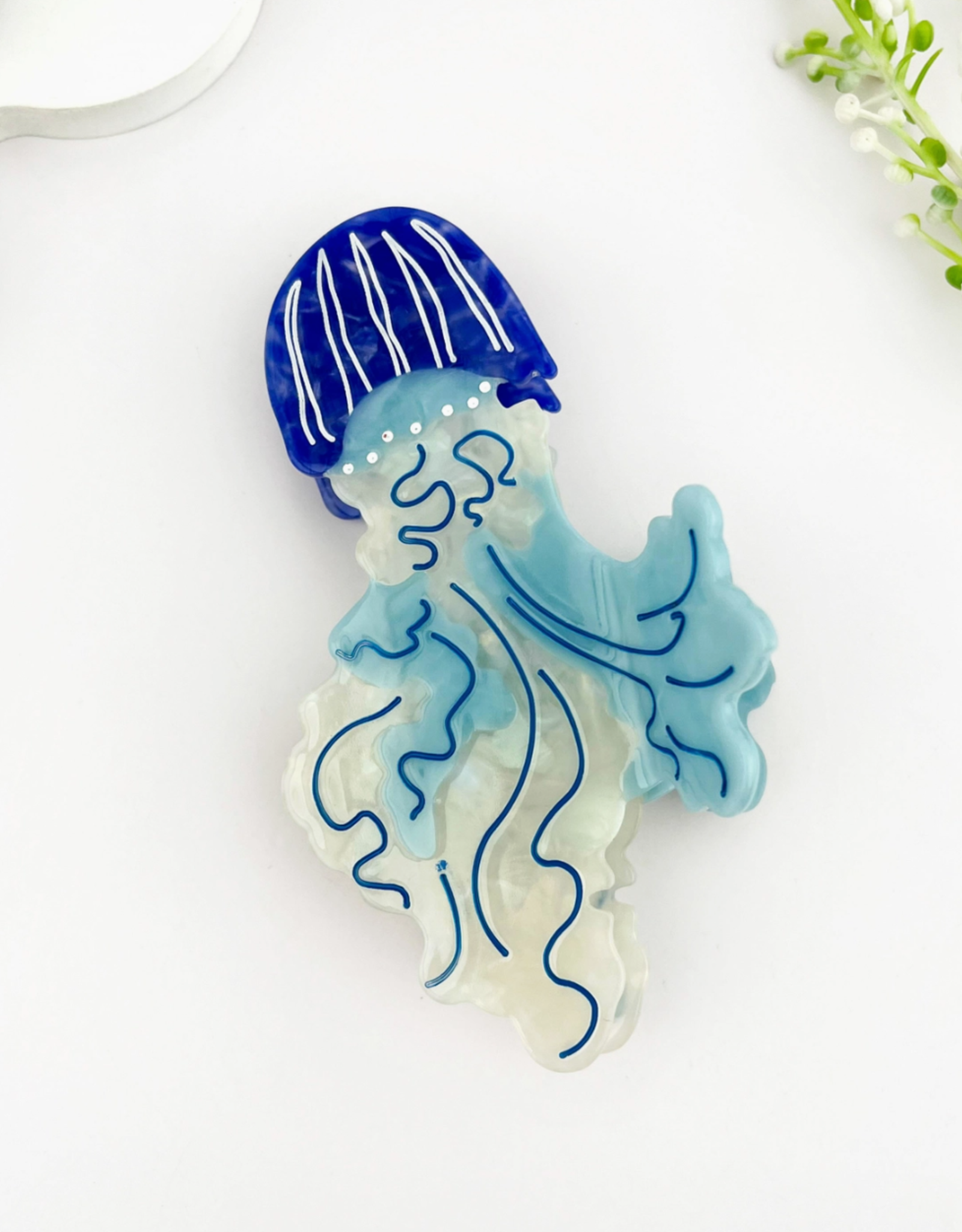 Graceful Blue Jellyfish Claw Clip