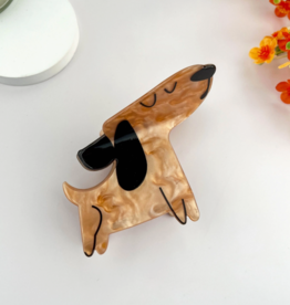 Playful Brown Puppy Claw Clip