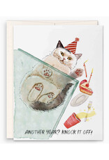 Liyana Studio Knock It Off Birthday Cat Greeting Card