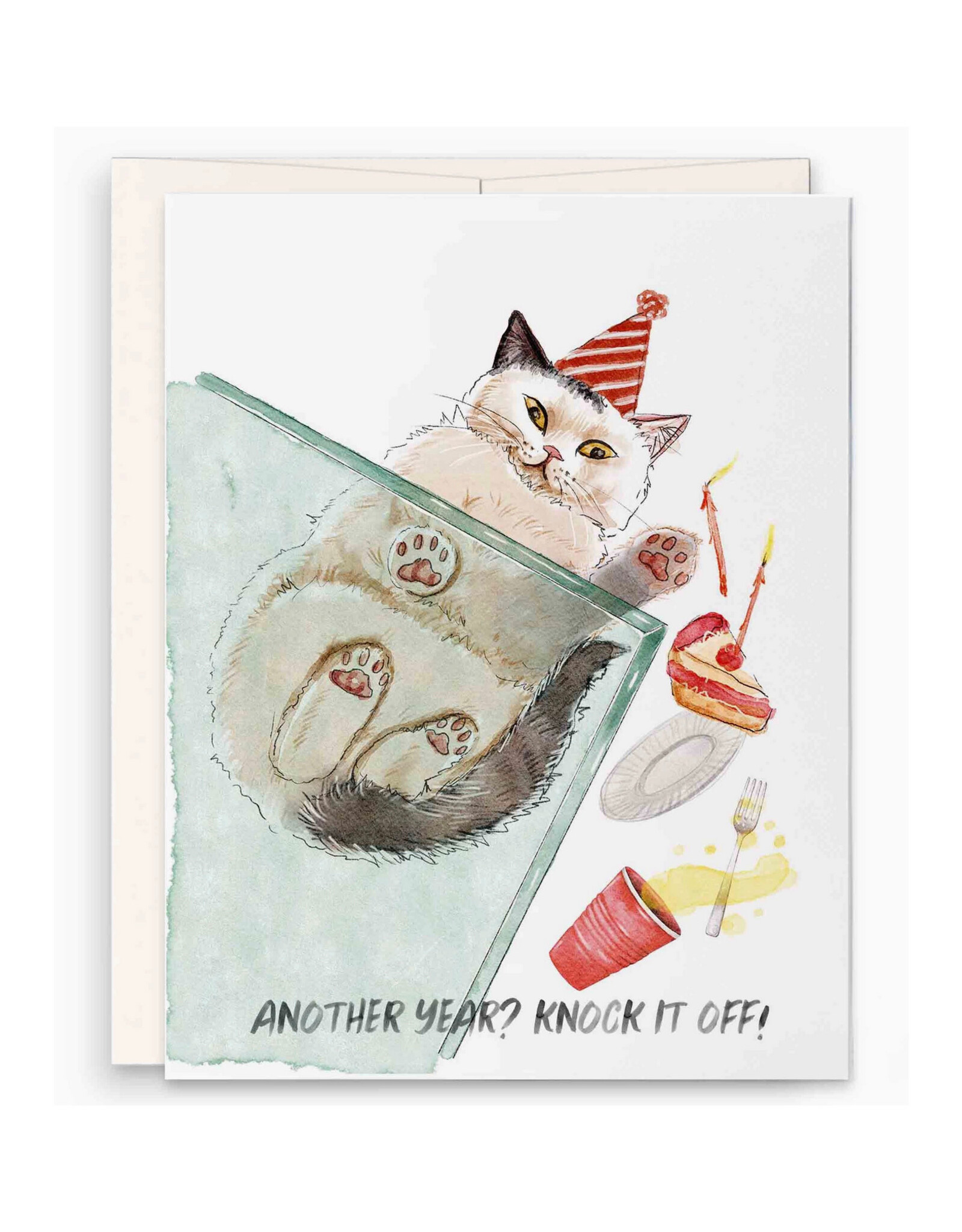 Liyana Studio Knock It Off Birthday Cat Greeting Card