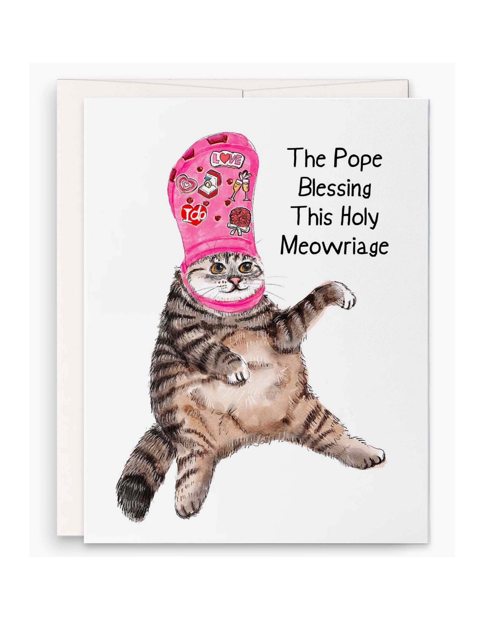 Liyana Studio Pope Blessing Holy Meowriage Cat Greeting Card