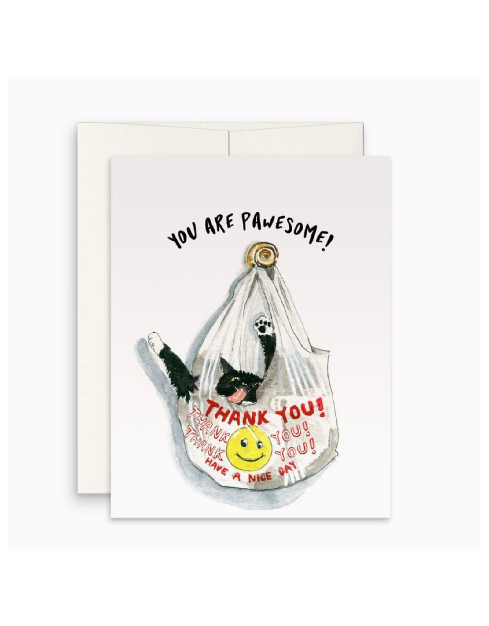 Cat You're Pawesome Thank You Bag Greeting Card