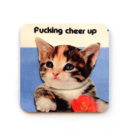 Fucking Cheer Up Cat Coaster