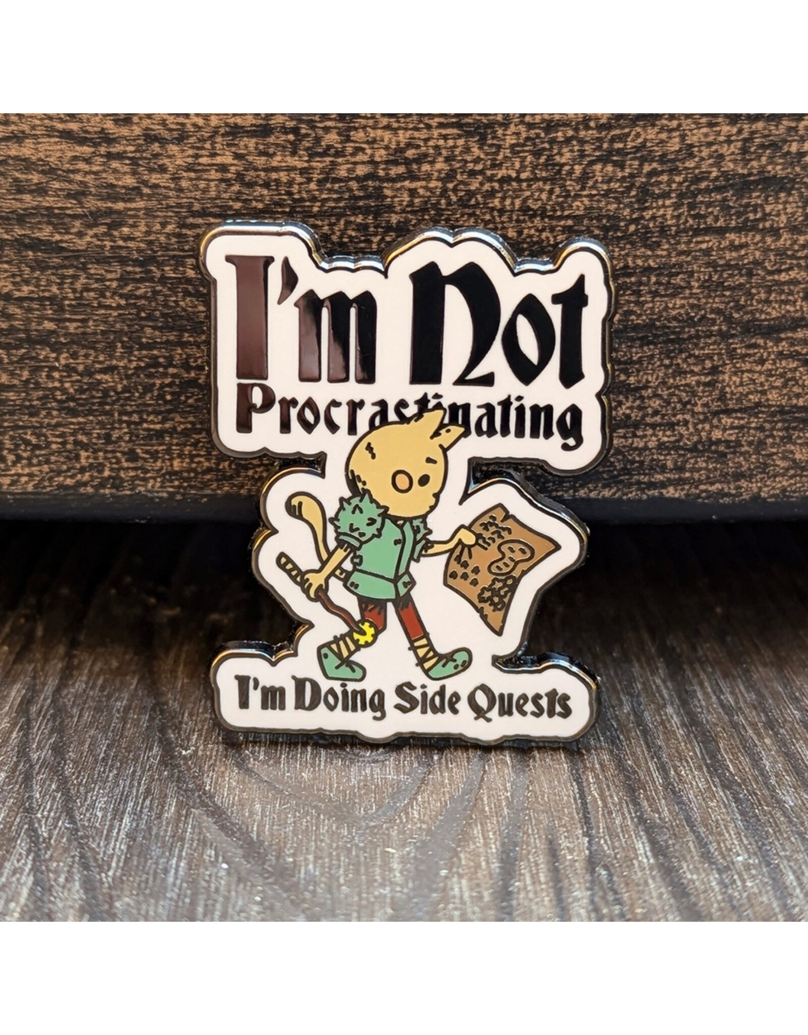 Procrastinating Cat Side Quests Enamel Pin