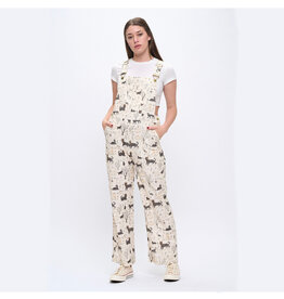 Whimsical Cat Forest Print Overalls