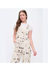 Whimsical Cat Forest Print Overalls