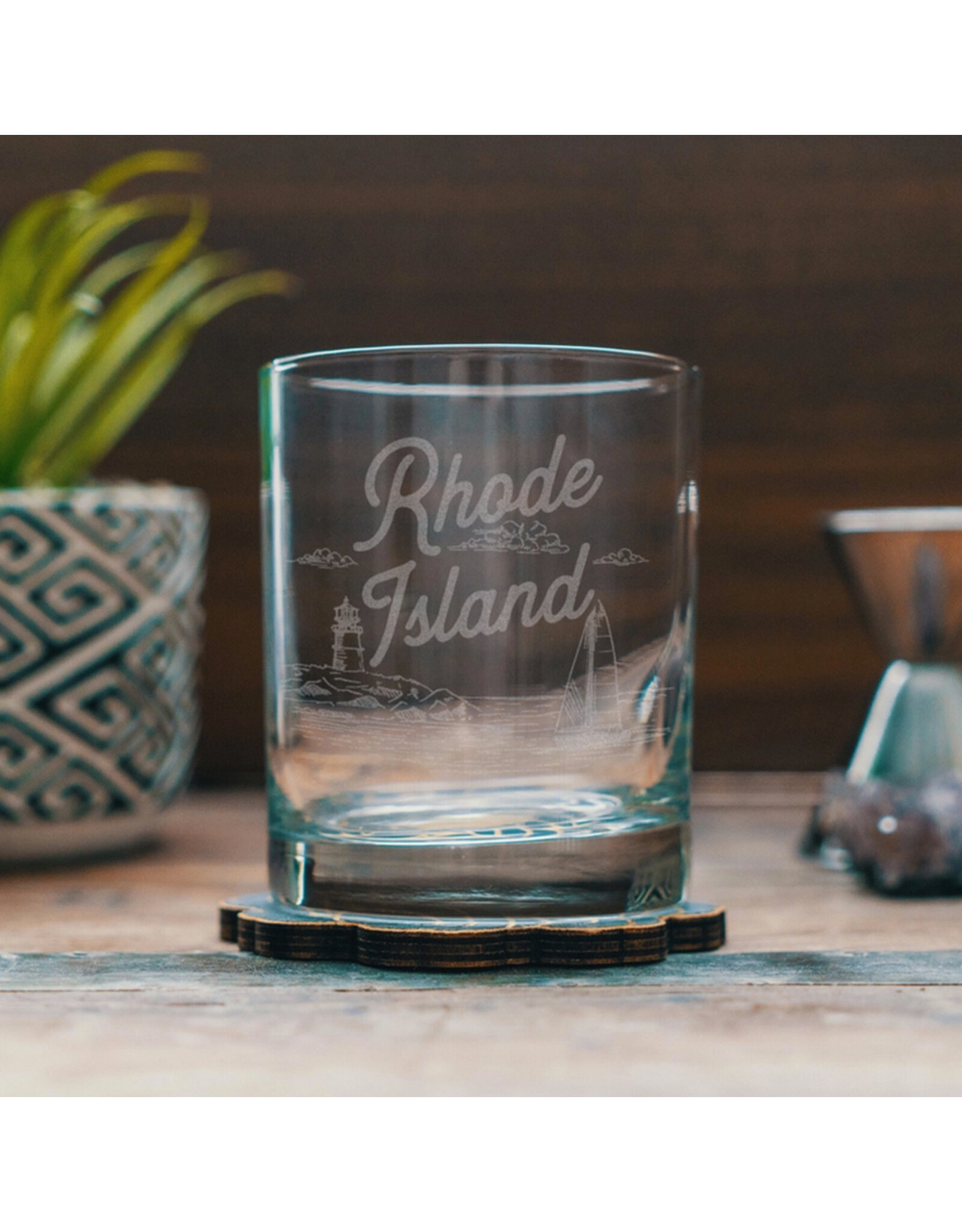 Benoit's Design Co. Rhode Island State Old Fashioned Glass 12oz