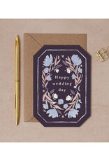 Happy Wedding Day Purple Floral Greeting Card