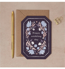 Happy Wedding Day Purple Floral Greeting Card