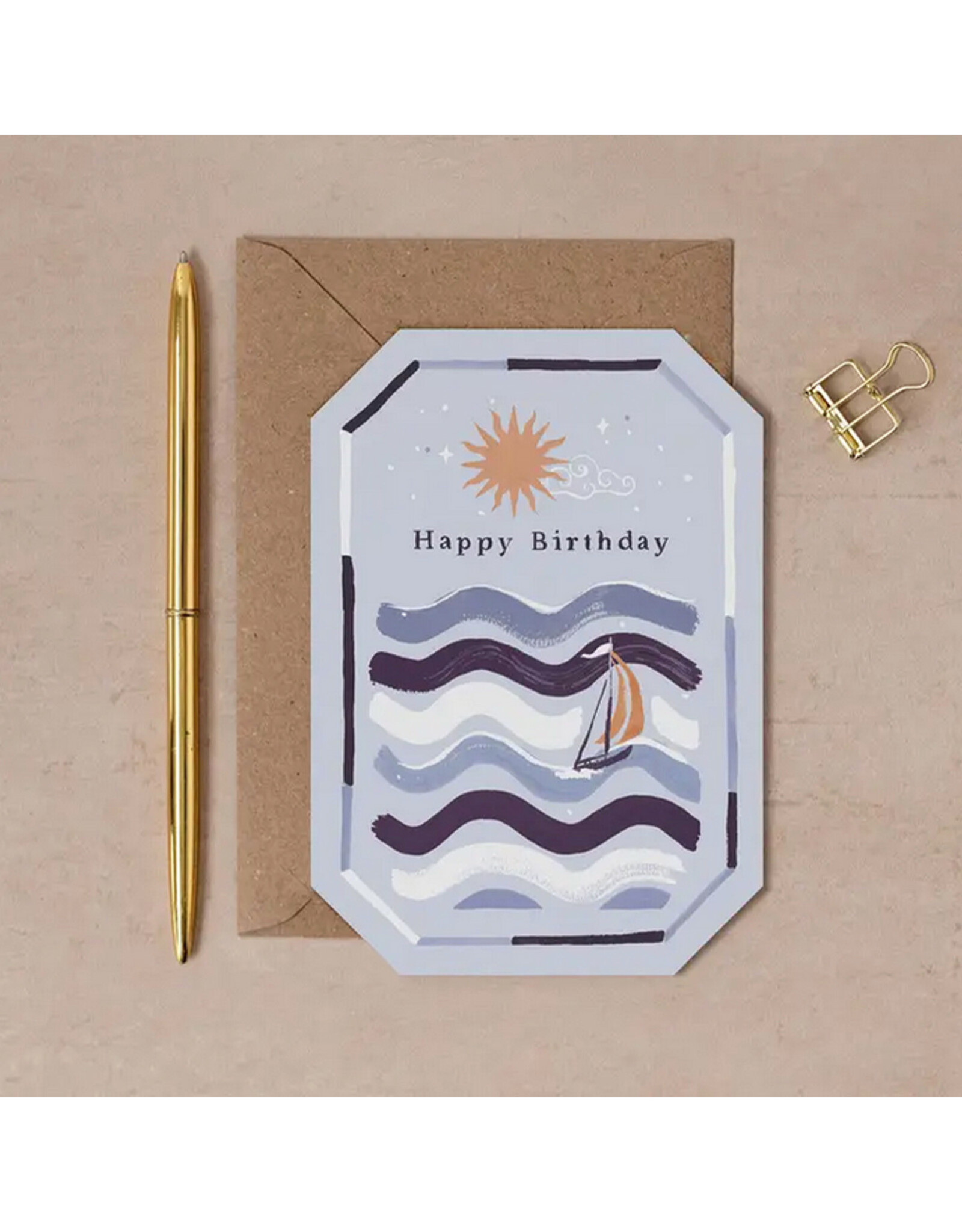 Happy Birthday Purple Sailboat Greeting Card