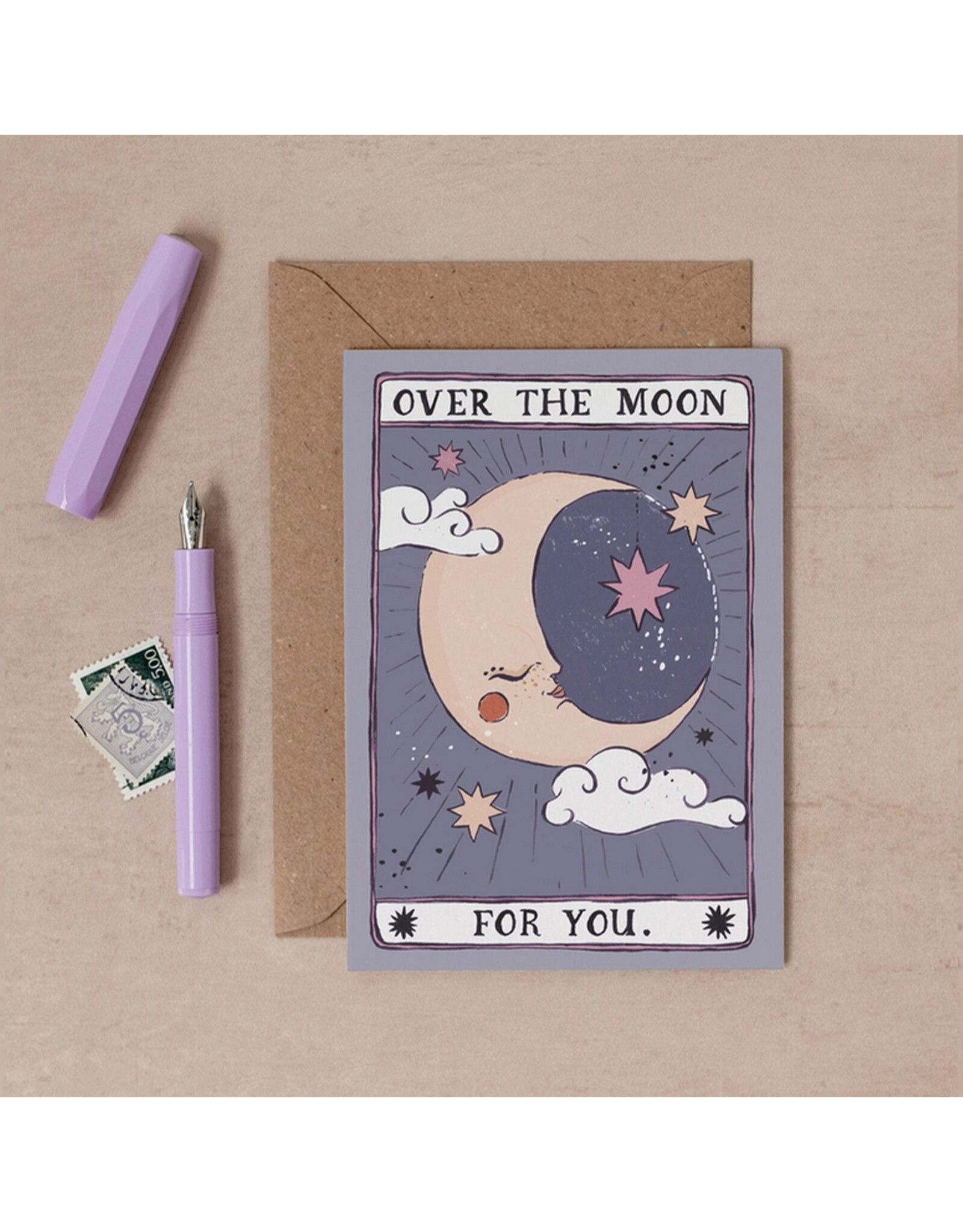 Over The Moon For You Tarot Greeting Card
