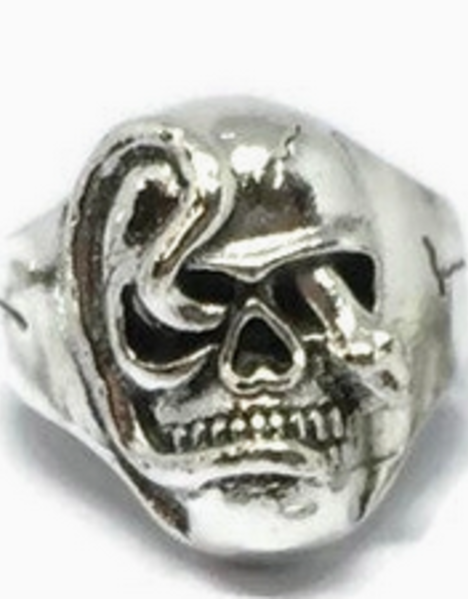Skull and Snake Ring - Silver (Size 8)