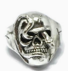 Skull and Snake Ring - Silver (Size 8)
