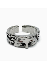 Roman Half Face Adjustable Ring - Silver