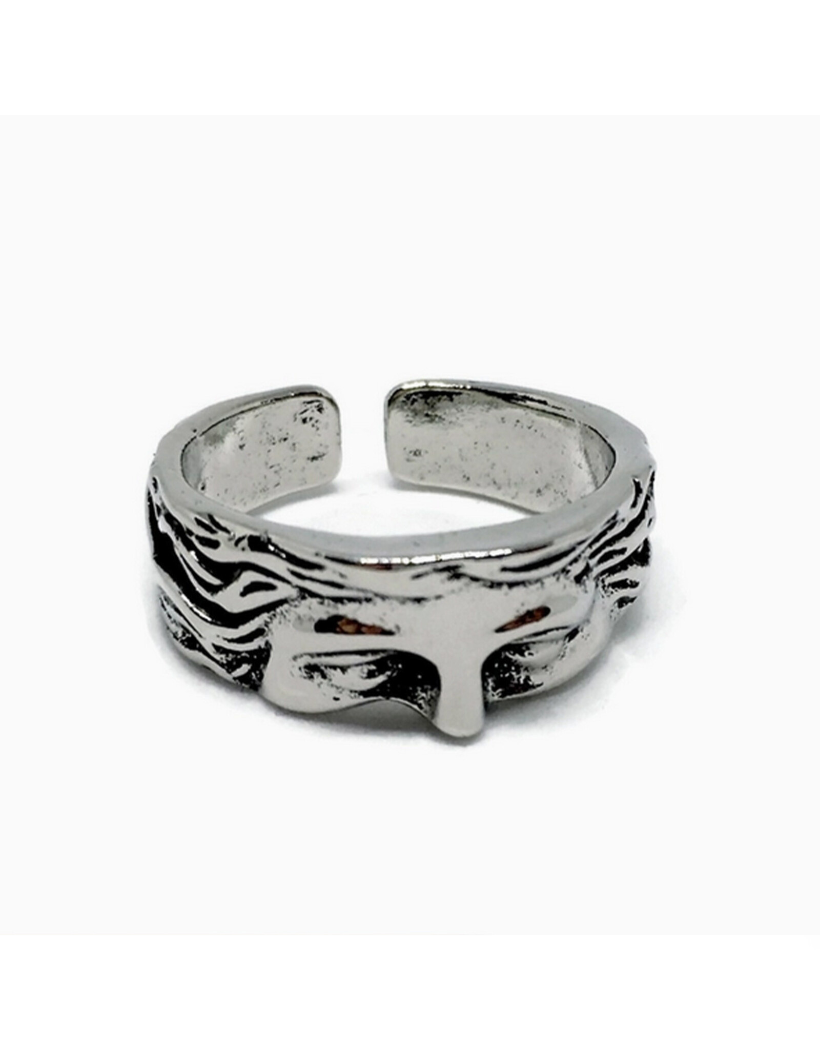 Roman Half Face Adjustable Ring - Silver
