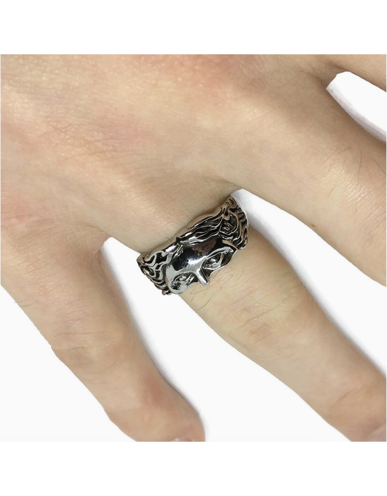 Roman Half Face Adjustable Ring - Silver