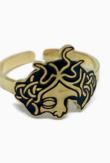 Medusa Half Face Adjustable Ring - Gold