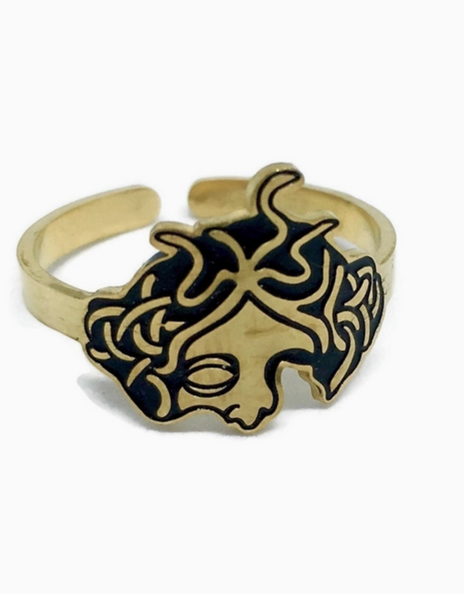 Medusa Half Face Adjustable Ring - Gold