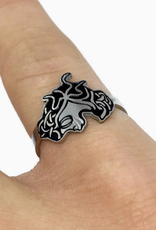 Medusa Half Face Adjustable Ring - Silver