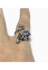 Roaring Tiger Adjustable Ring - Silver