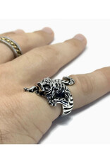 Roaring Tiger Adjustable Ring - Silver