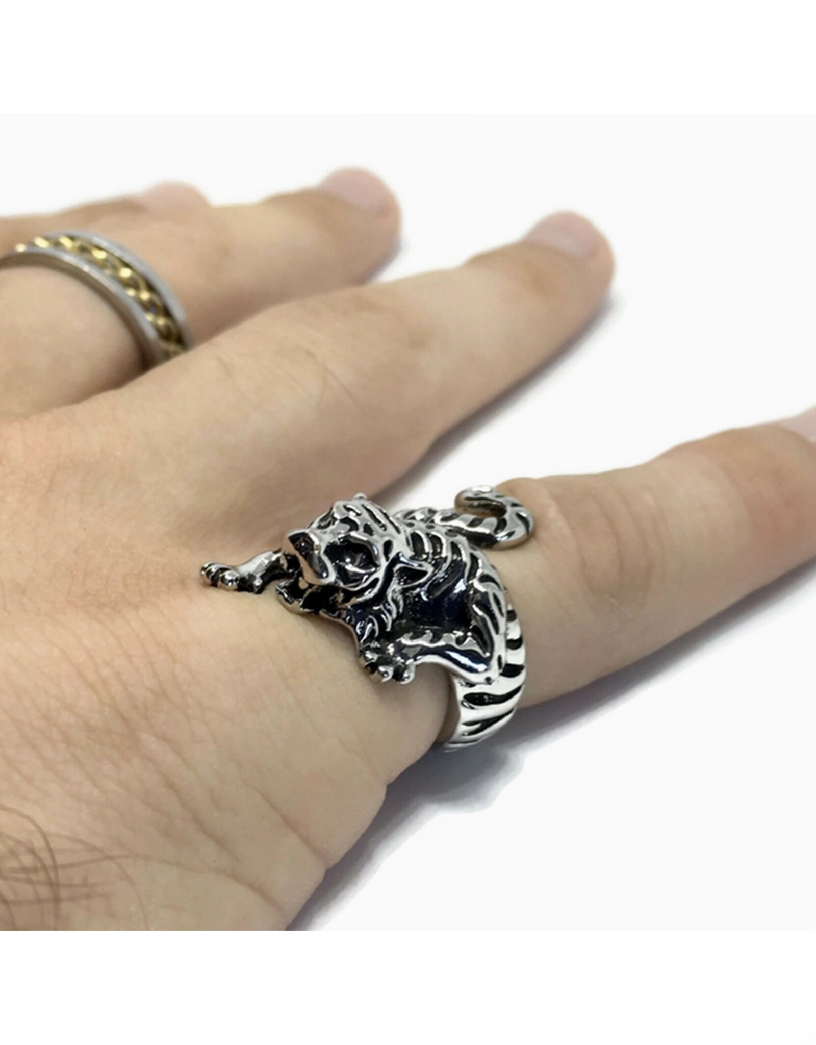 Roaring Tiger Adjustable Ring - Silver