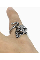 Roaring Tiger Adjustable Ring - Silver