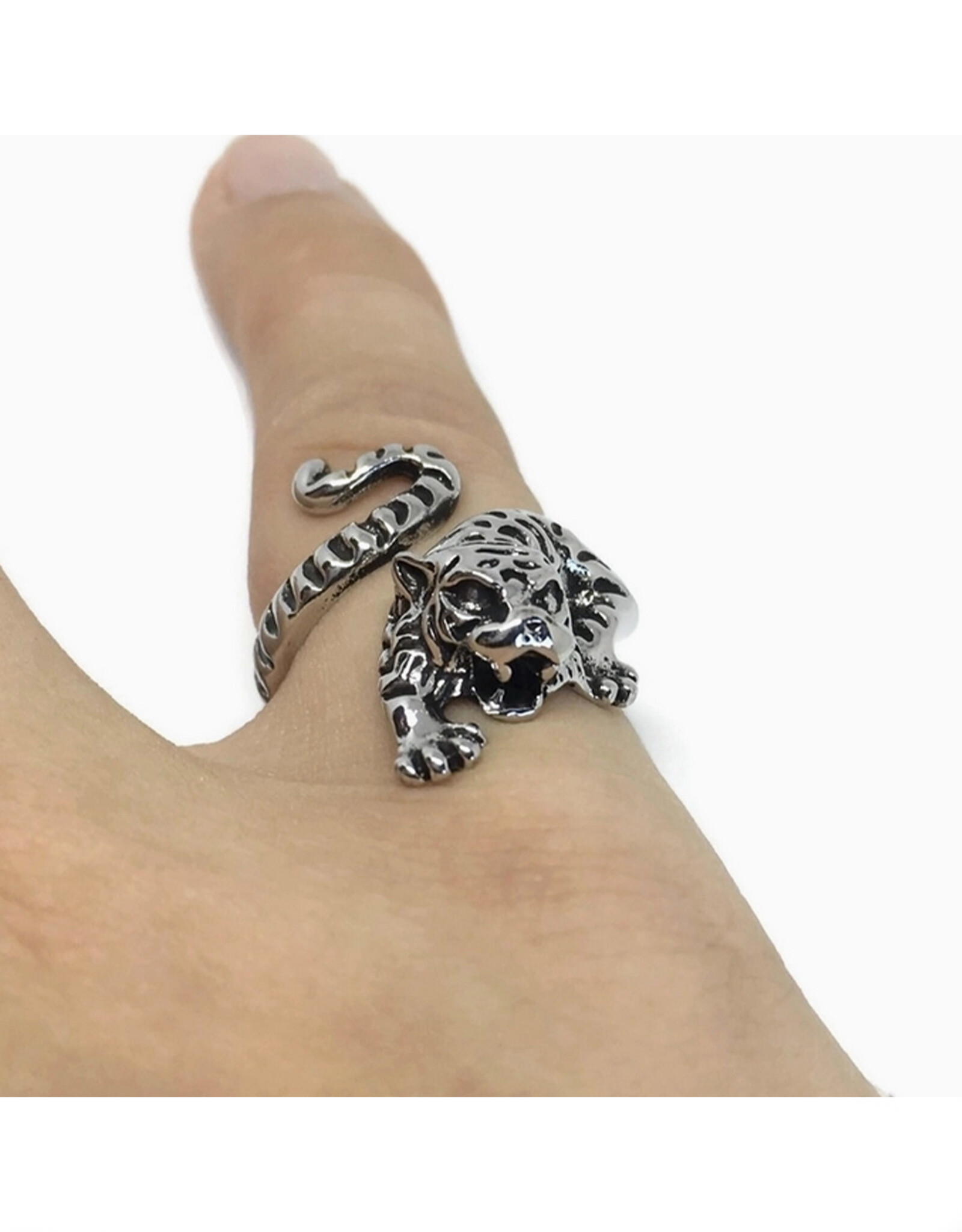 Roaring Tiger Adjustable Ring - Silver