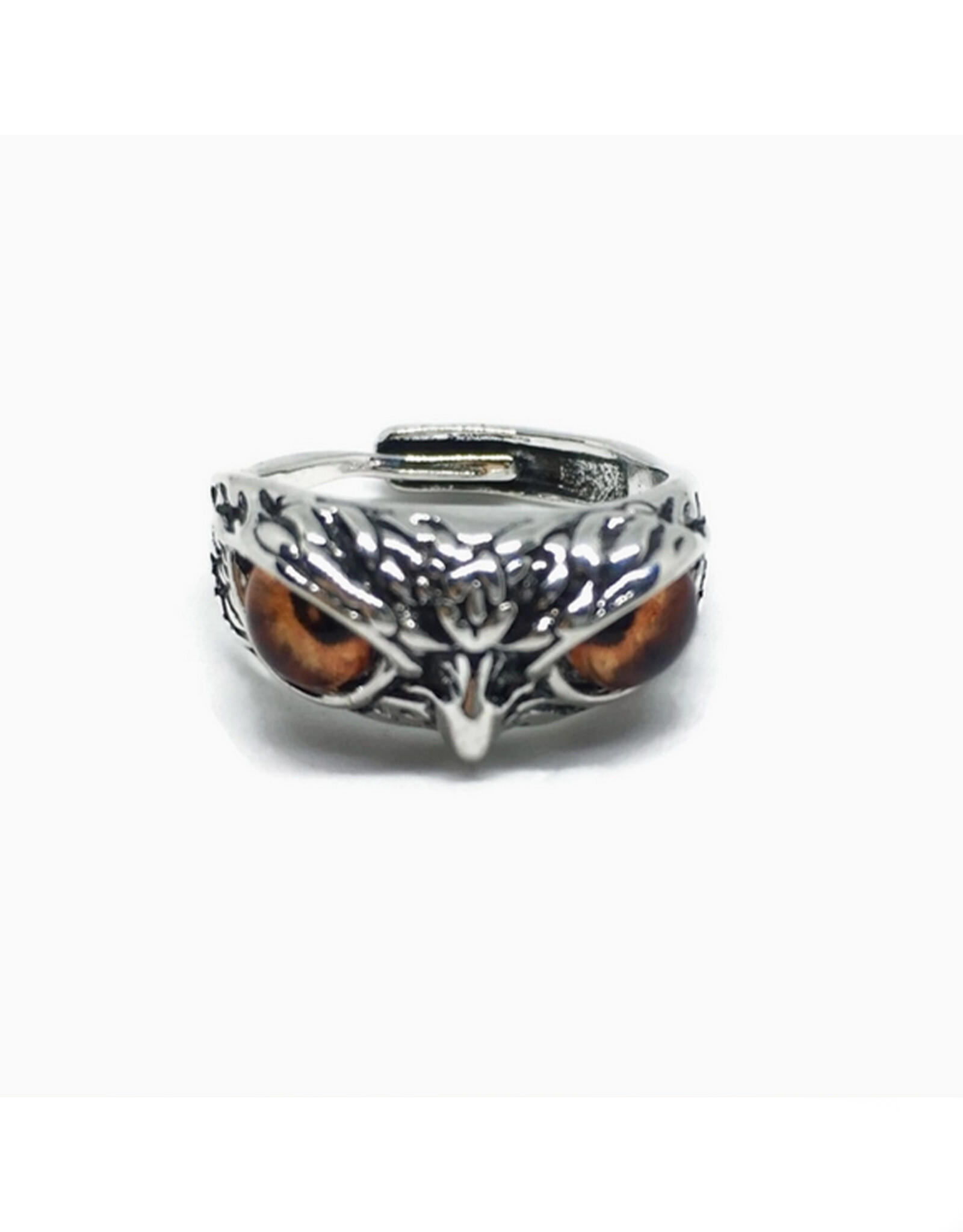 Owl Eyes Adjustable Ring - Silver