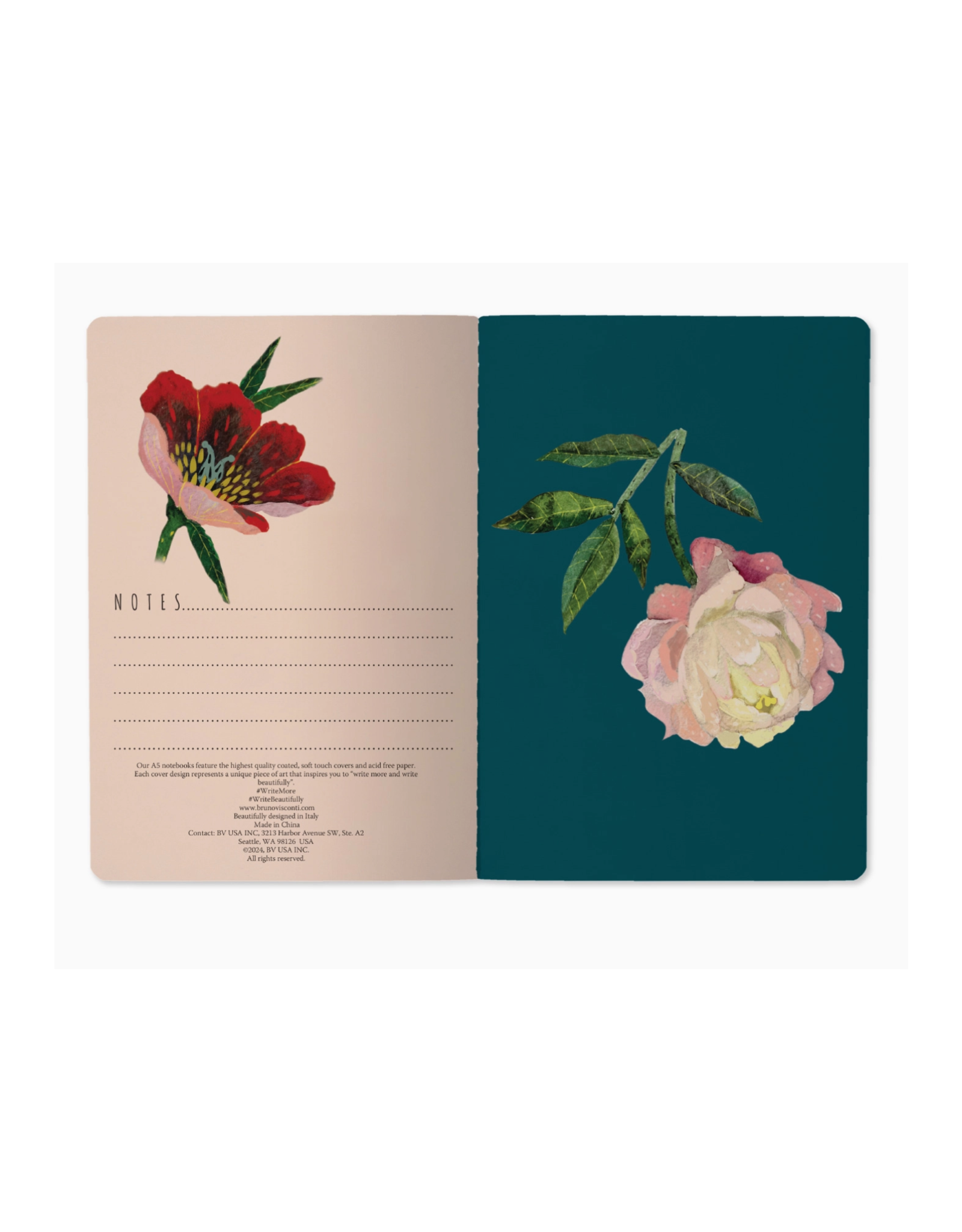 Peonies (Black) Notebook