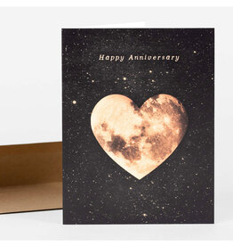 Happy Anniversary Heart Moon Greeting Card