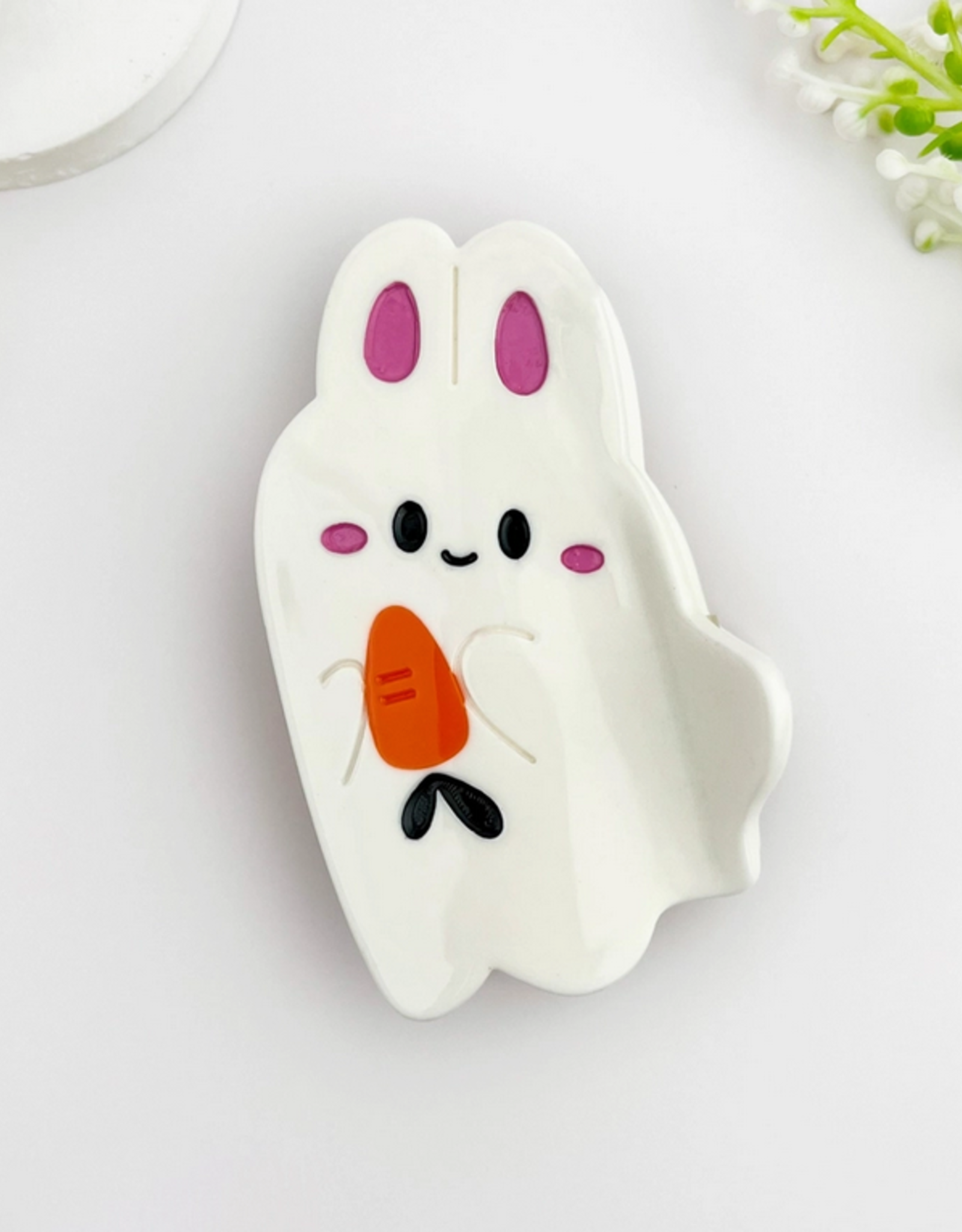 White Rabbit with Carrot Claw Clip
