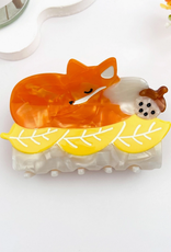 Cozy Fox On Maple Leaves Claw Clip