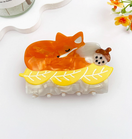 Cozy Fox On Maple Leaves Claw Clip