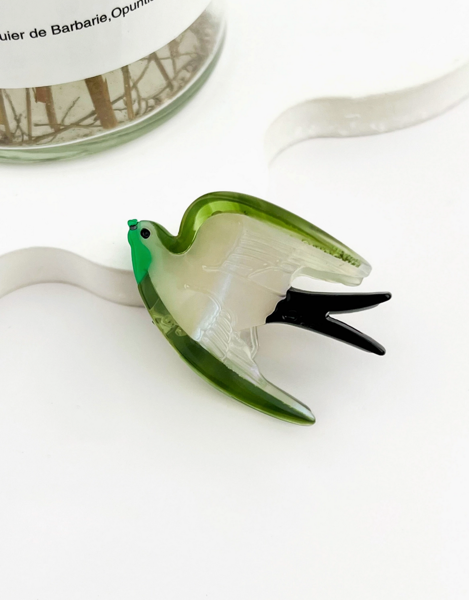 Mini Green Swallow Claw Clip