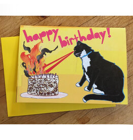 Happy Birthday Laser Cat Greeting Card