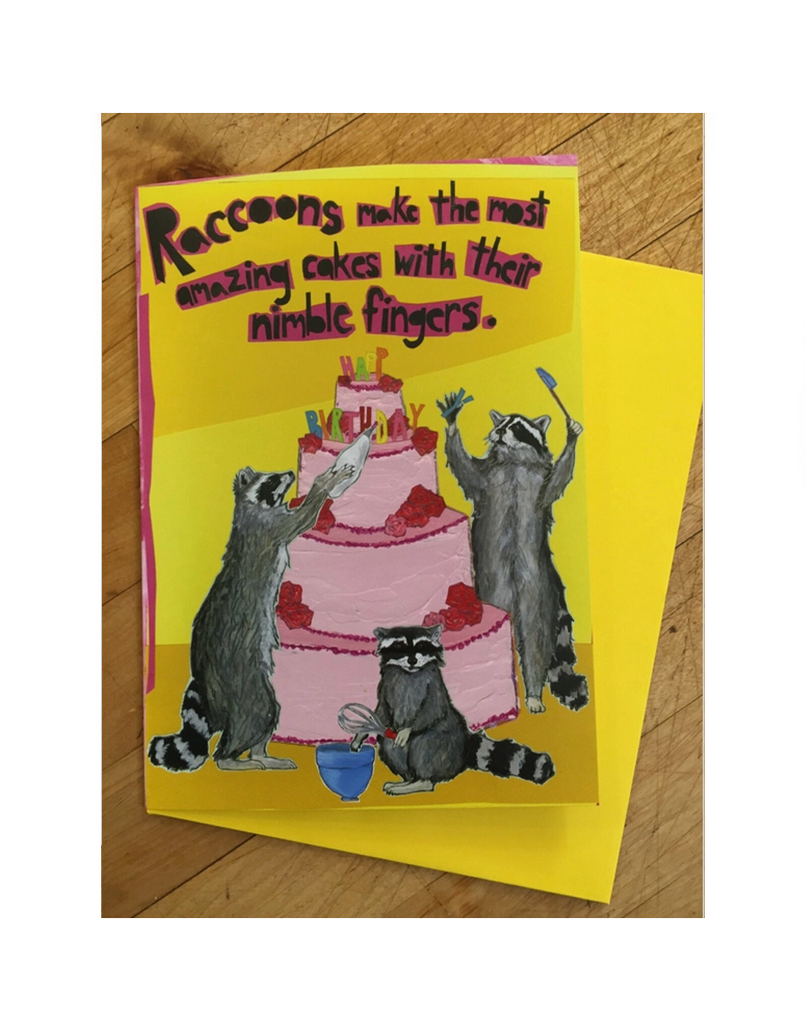 Raccoons Make Amazing Cakes Greeting Card