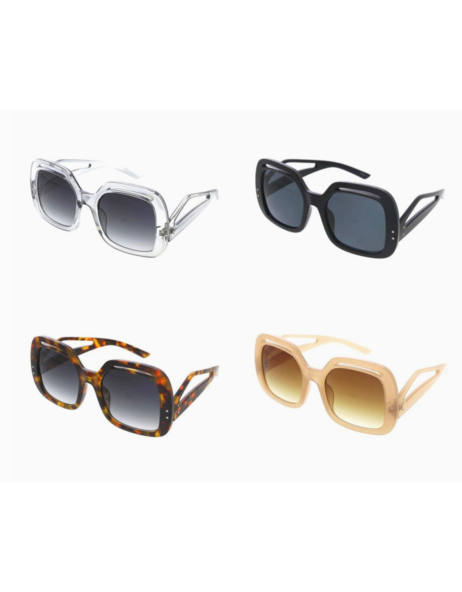 Retro Large Square Temple Sunglasses