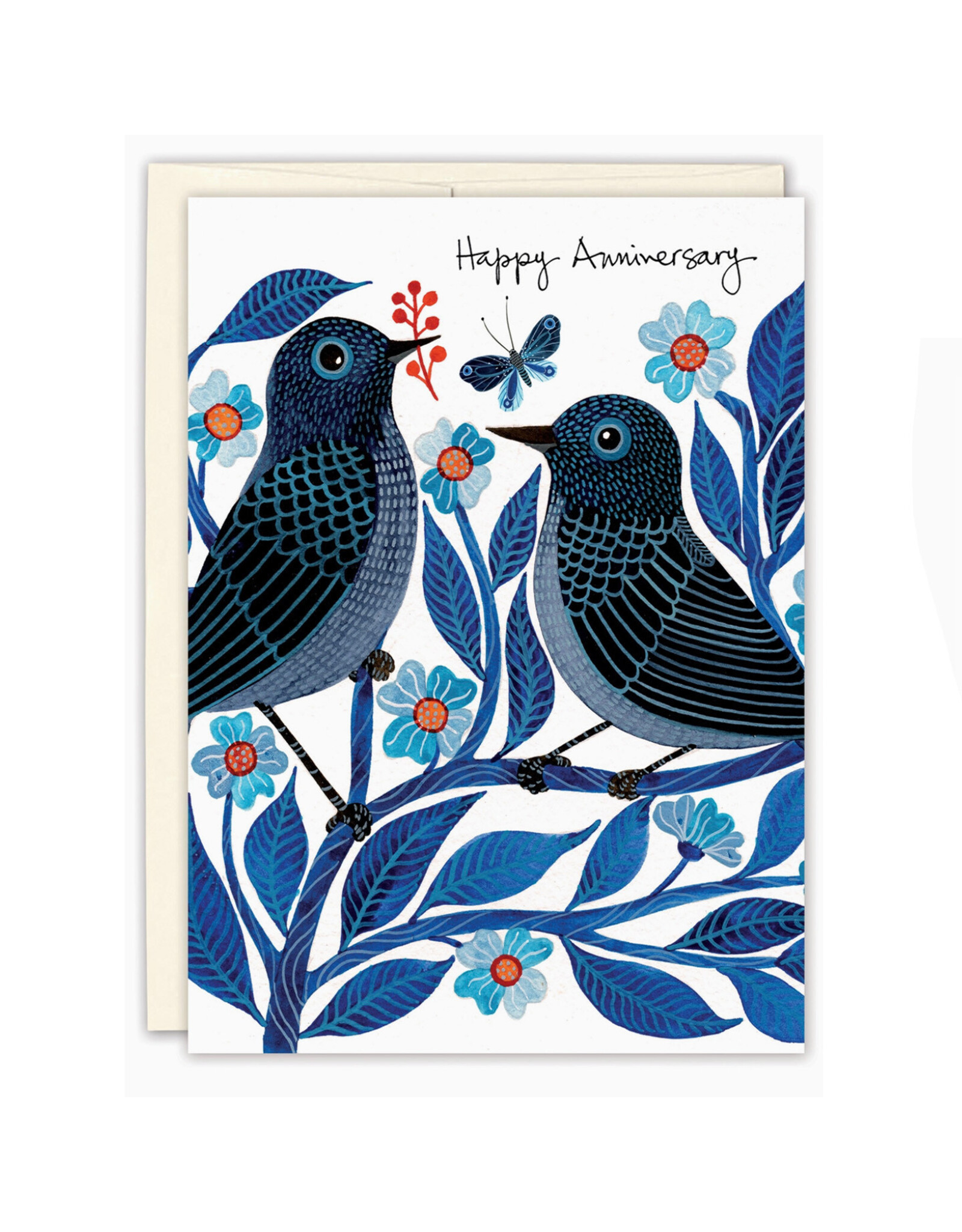 Happy Anniversary Bluebirds Greeting Card