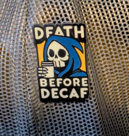 Death Before Decaf Grim Reaper Enamel Pin