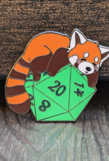 Red Panda Sleeping on D20 Enamel Pin