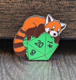 Red Panda Sleeping on D20 Enamel Pin