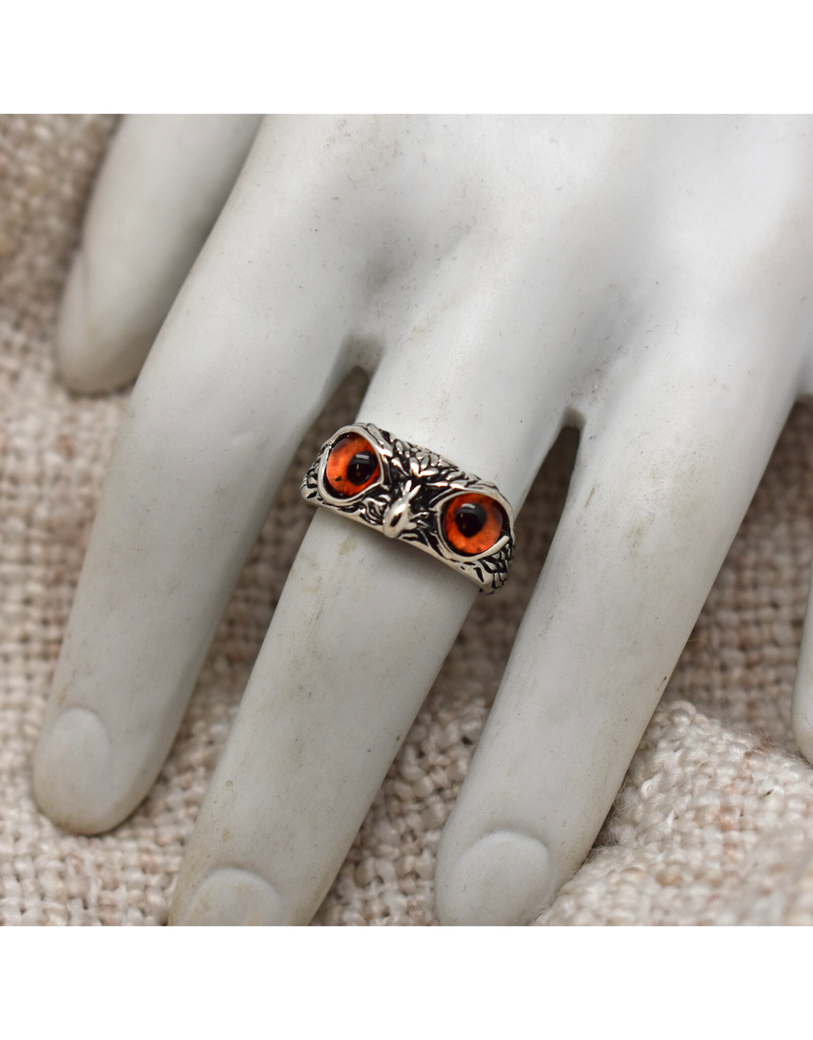Owl Eyes Adjustable Ring - Silver