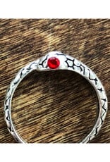 Midi Red Eyed Snake Ring - Silver
