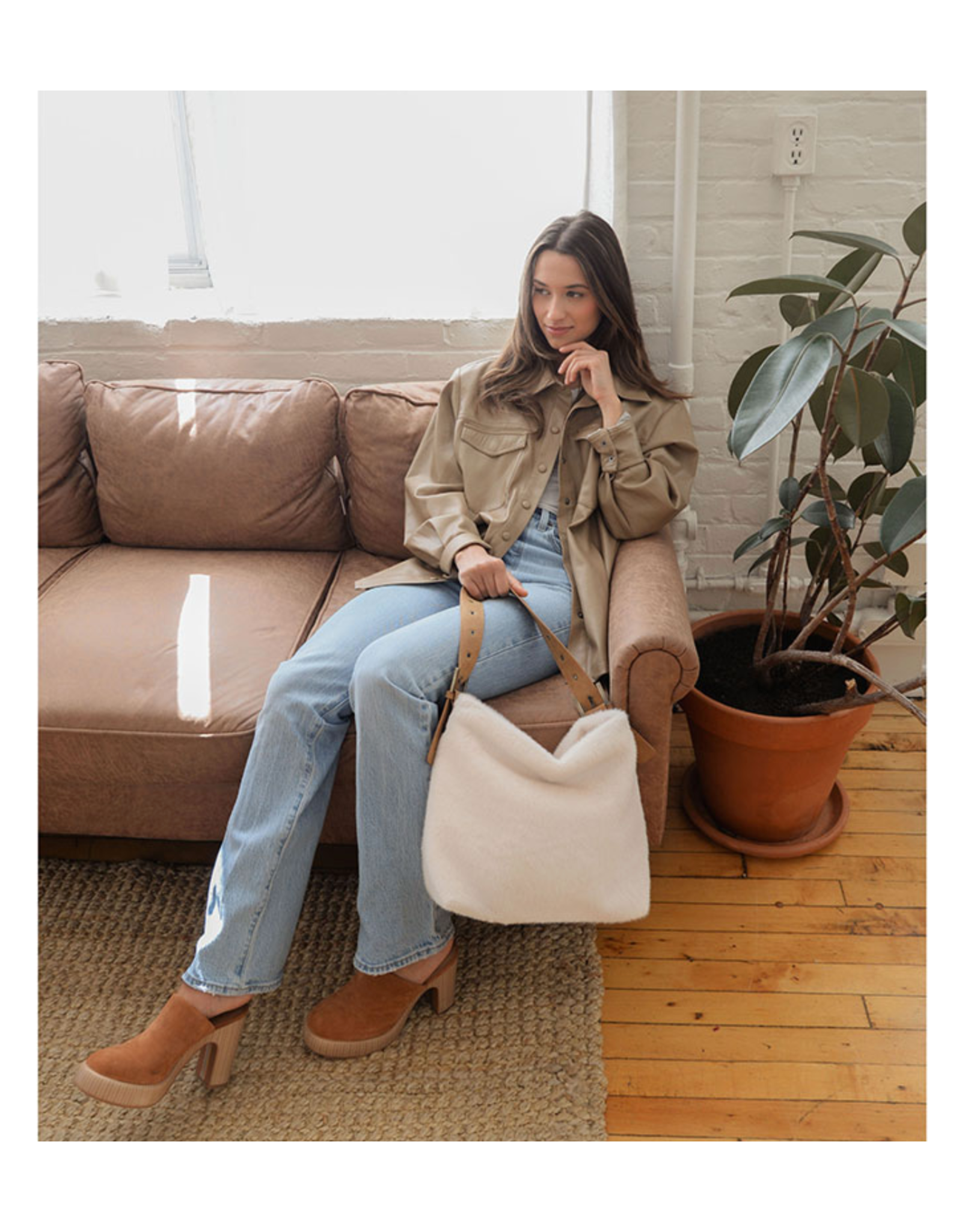 Teresa Faux Fur Hobo - Ivory