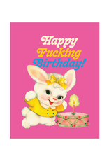 Happy Fucking Birthday Vintage Bunny (Pink) Greeting Card