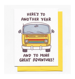 Here's to Another Year Hippie Van Greeting Card